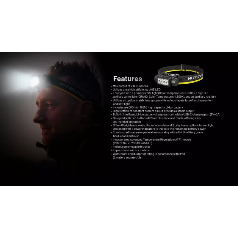 Nitecore HC65 UHE priekinis žibintuvas