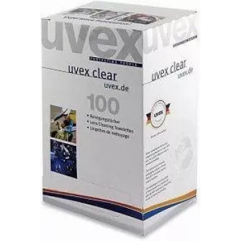 Valymo servetėlės UVEX 9963005 — pakuotė po 100 vnt., skirta apsauginių priemonių ir įrangos priežiūrai