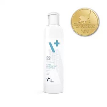 Hipoalerginis šampūnas VETEXPERT 250 ml šunims ir katėms — valantis, visų kailio tipų, bet kokio amžiaus