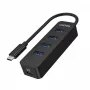 USB šakotuvas Unitek uHUB Q4 — 4 prievadų USB 3.2 Gen 1 (Type-A) šakotuvas, USB-C priegloba, 5 Gbit/s, 10 W, juodas