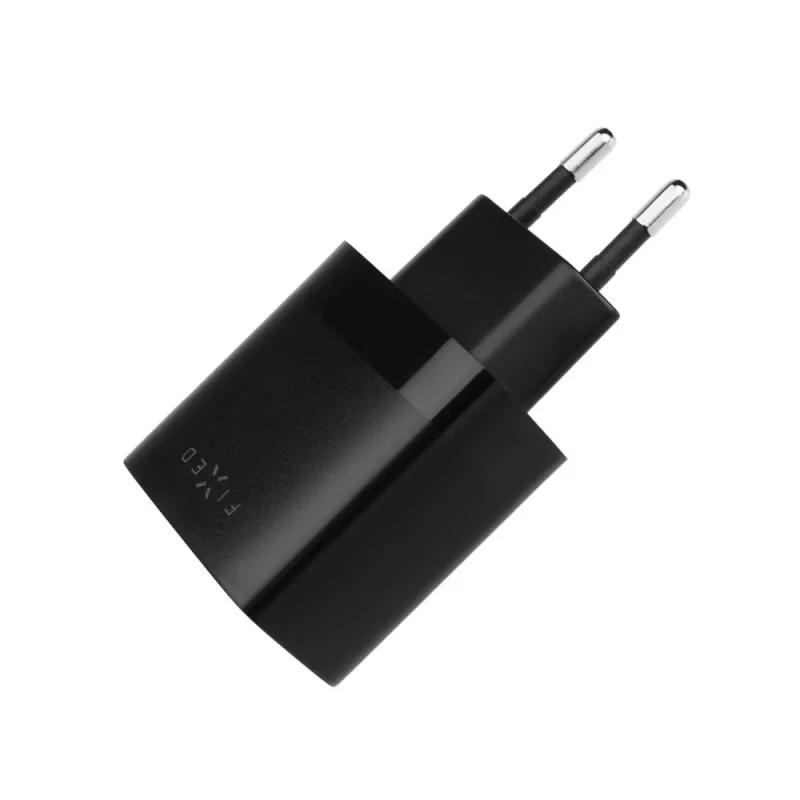 Fixed dvigubas USB kelioninis įkroviklis FIXC17N-2U-BK, 17W, nešiojamasis USB maitinimo adapteris, juodas