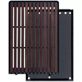 Mini-ITX/mATX PC korpusas Lian Li A3-mATX Wood Edition — riešutmedžio priekinis skydelis, juodas korpusas