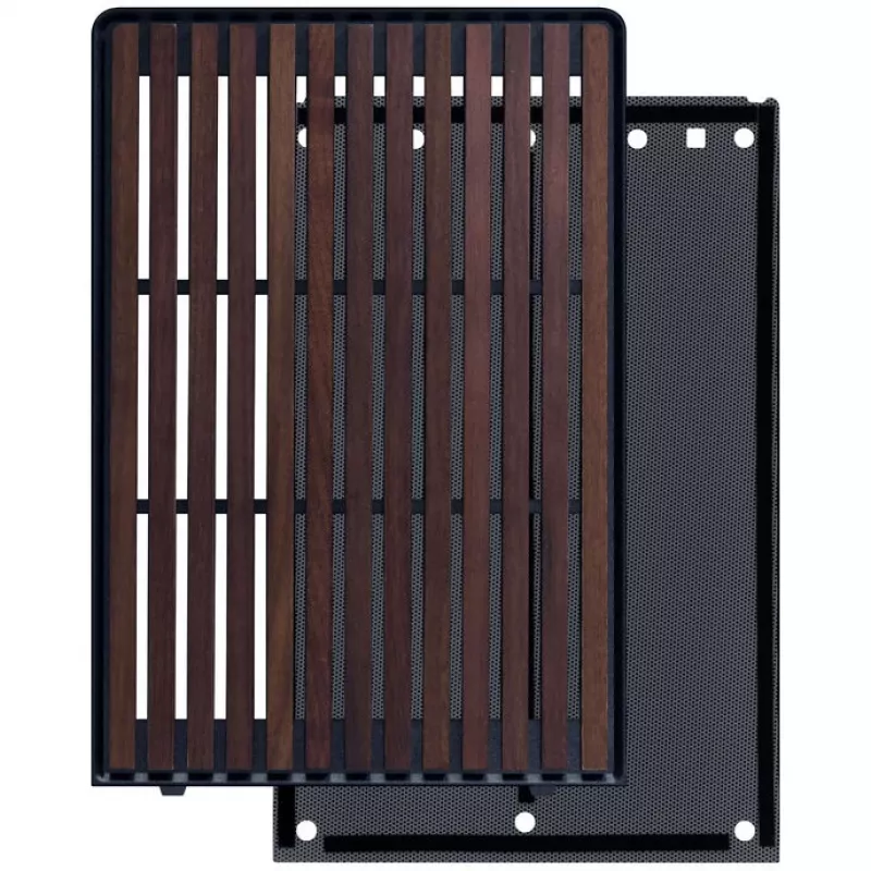 Mini-ITX/mATX PC korpusas Lian Li A3-mATX Wood Edition — riešutmedžio priekinis skydelis, juodas korpusas