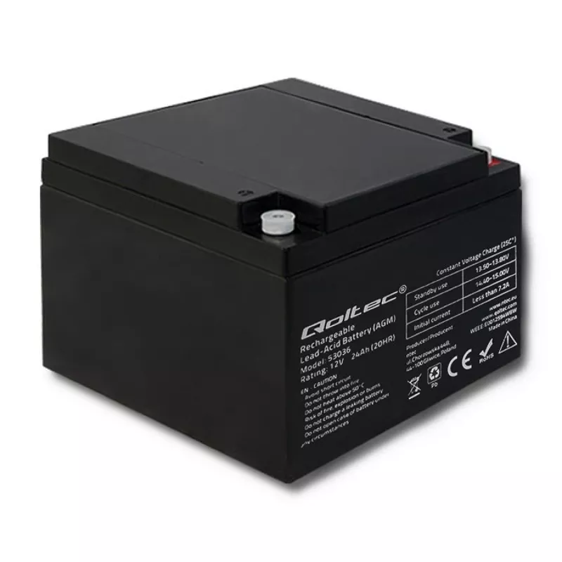 Qoltec 53036 AGM baterija | 12V | 24Ah | maks. 360A