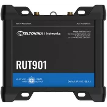 Mobiliojo tinklo maršrutizatorius Teltonika RUT901 — 4 x Fast Ethernet LAN, 3G/4G LTE, Wi‑Fi 4 (802.11n), 4 išorinės antenos, aliuminio korpusas
