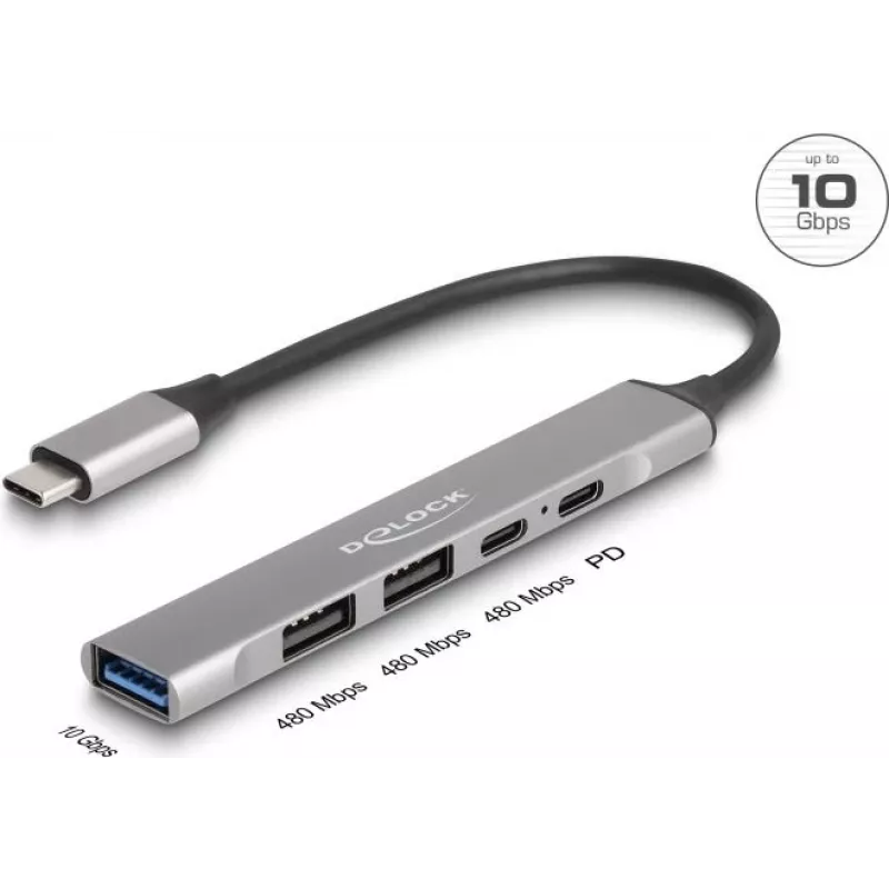 DeLOCK 64298 nešiojamojo kompiuterio dokas Laidinis USB 3.2 Gen 2 Type-C Pilkas