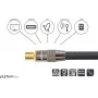 SAT antenos kabelis, IEC/koaksialinis kištukas ir lizdas paauksuoti, ekranavimo laipsnis 120 dB, 75 omai, nailono pynė juoda, 1 m, PYTHON® serija (GC-M2011)