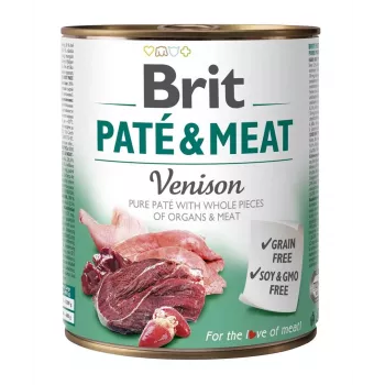 BRIT Paštetas ir mėsa Elniena - šlapias šunų maistas - 800 g