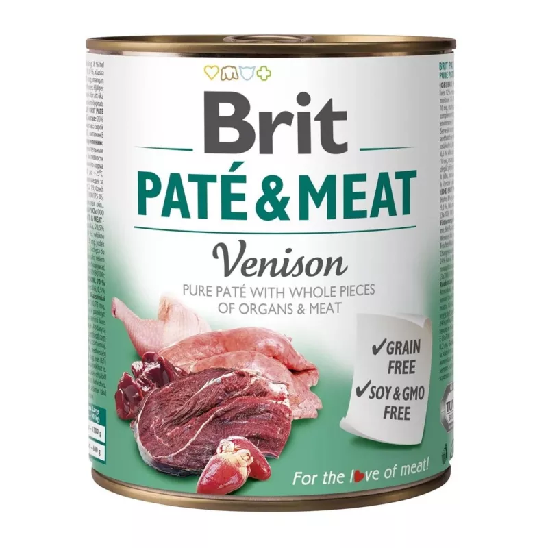 BRIT Paštetas ir mėsa Elniena - šlapias šunų maistas - 800 g