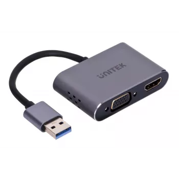 UNITEK V1304A vaizdo kabelio adapteris 0,15 m USB Type-A HDMI + VGA (D-Sub) Pilka
