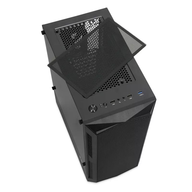 PC korpusas IBOX LUPUS 27 Midi Tower ATX, grūdintas stiklas, RGB, 455×200×380 mm, palaiko ATX, GPU iki 32 cm