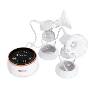 Elektrinis dvigubas krūties siurblys neno Bella Twin Moon — belaidis, dviejų fazių, LCD, 150 ml buteliukai, perlinis