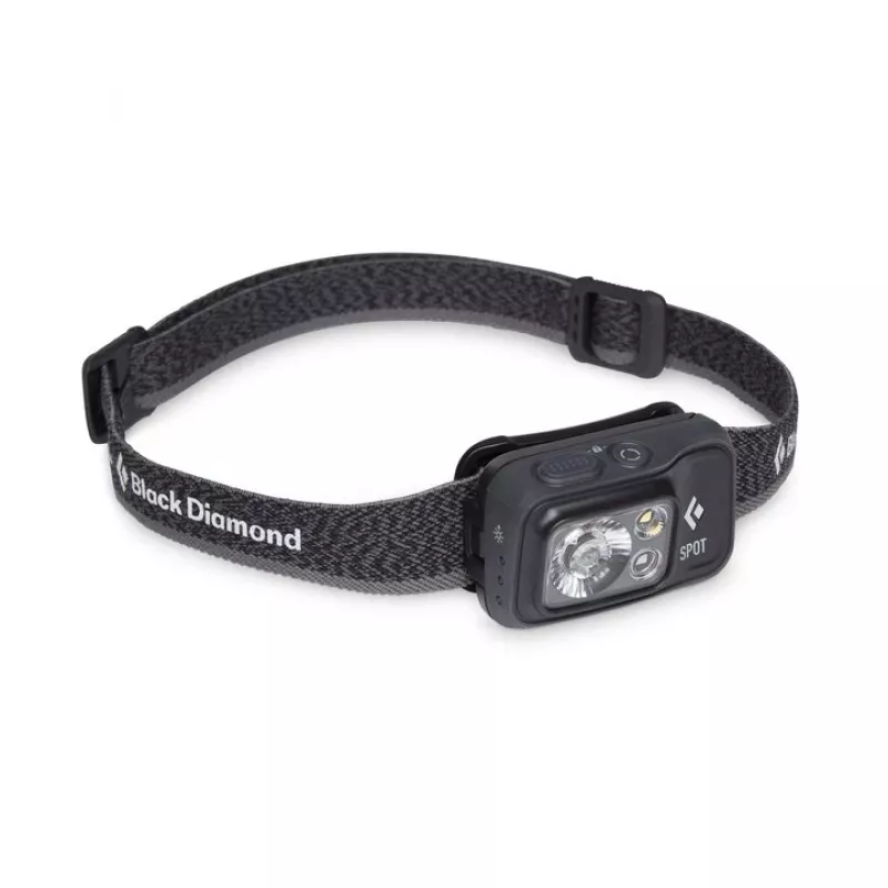 Galvos žibintuvėlis Juoda Diamond Spot 400 — 400 lm, LED, IPX8 atsparus vandeniui, AAA, spindulio nuotolis 12–100 m, juodas