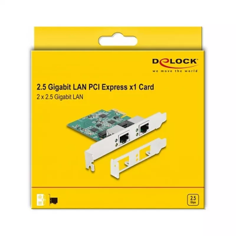 DeLOCK PCI Express x1 kortelė su 2 x RJ45 2.5 Gigabit LAN RTL8125 laidinis eternetas