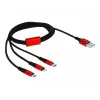 DeLOCK - Tik įkrovimo kabelis - Lightning / USB - USB (M) į Micro-USB Type B, Lightning, USB-C (M) - 1,0 m - Ekranuotas - Juodas (85892)