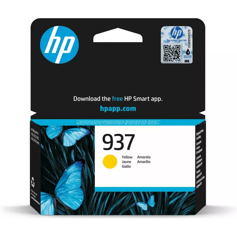 HP 937 geltona originali rašalo kasetė, geltona, 1 vnt., 800 puslapių