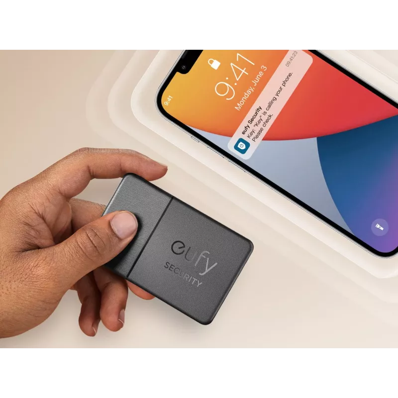 GPS seklys Eufy SmartTrack Card juodas universalus baterijos veikimo laikas 26280 val.