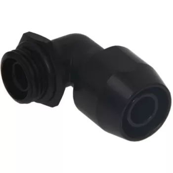 Alphacool HF įsukama jungtis TPV Metal - 90° pasukama 12,7/7,6 mm - juoda (17455)