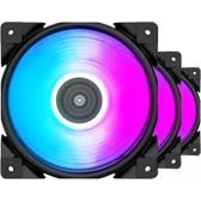 120mm PCCOOLER HALO-RGB-3I1 PC aušinimo ventiliatorius, 1000–2000 RPM, RGB apšvietimas