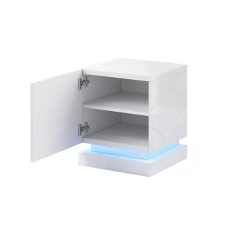 Naktinių staliukų rinkinys cama meble QIU, 2 vnt., MDF, baltas blizgus, 46×41,5×53 cm