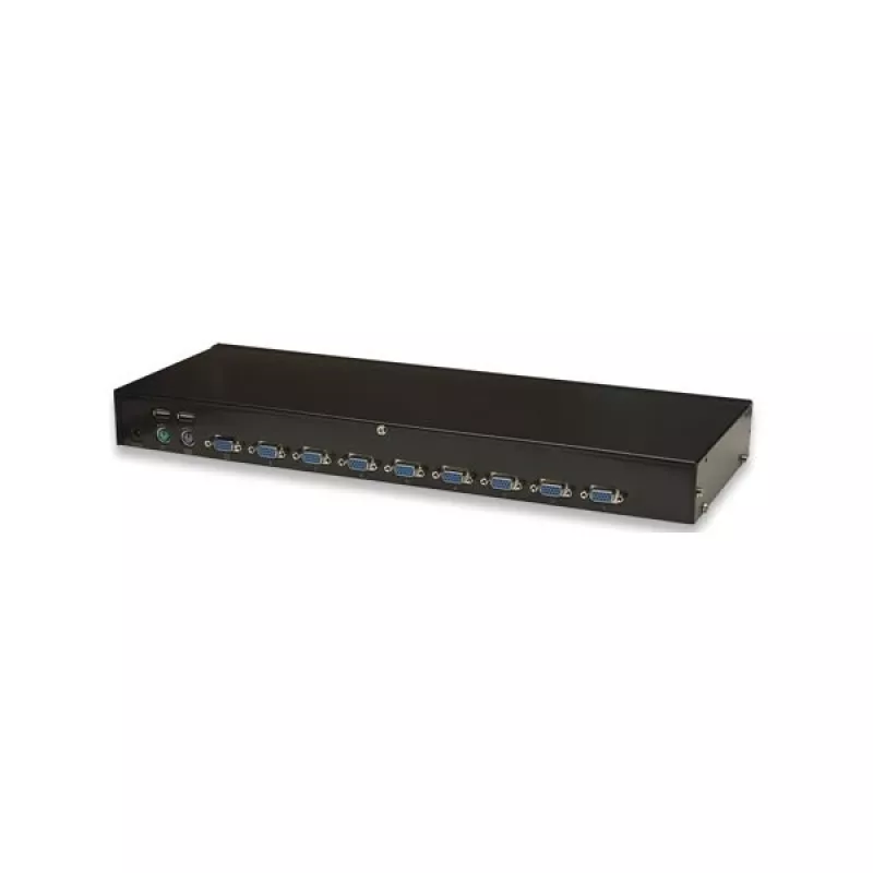 INDELLINET 8 prievadų montuojamas ant stovo KVM komutatorius, Combo USB + PS/2, ekrano rodymas, laidai komplekte (Euro kištukas 2 kontaktai)