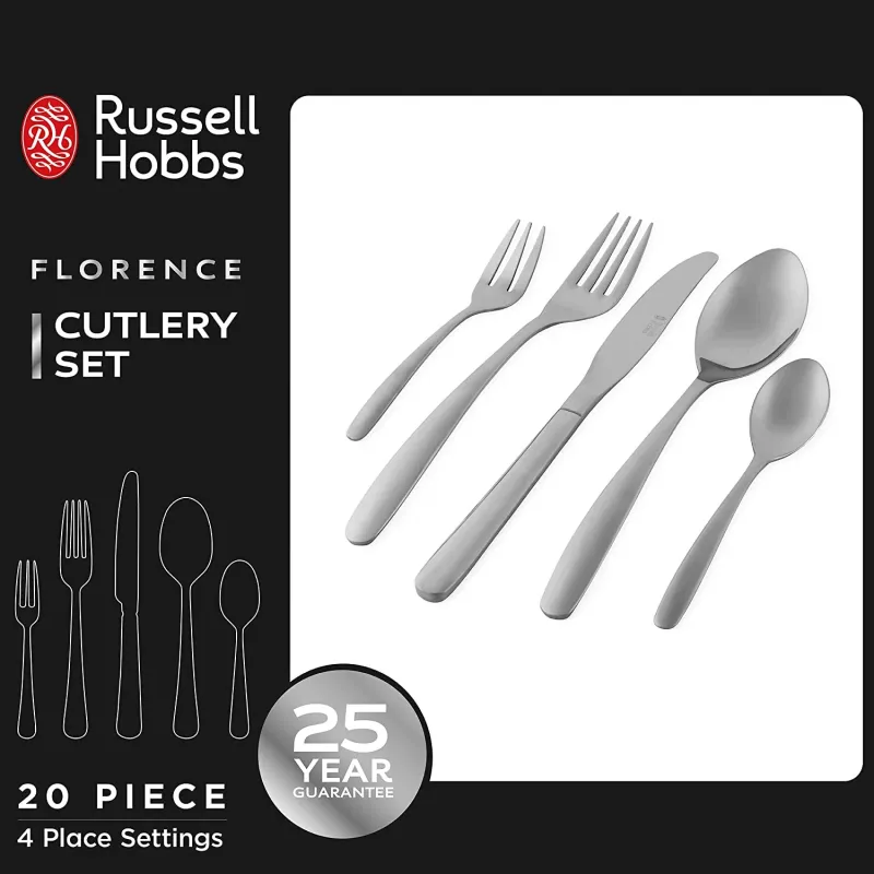 Stalo įrankių rinkinys Russell Hobbs RH022641EU7 – 20 vienetų nerūdijančio plieno servizas