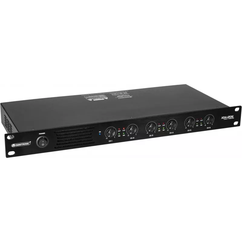Stiprintuvas Omnitronic XDA-1206 Class-D 6 kanalų, 1200 W bendra galia