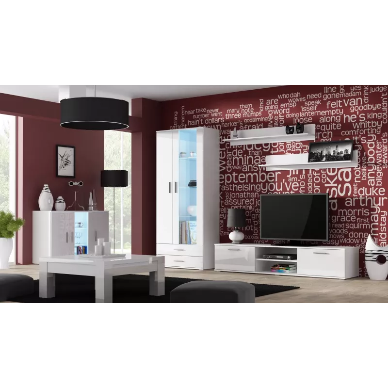 Cama Komoda 120 cm SOHO S7 baltas/baltas blizgus