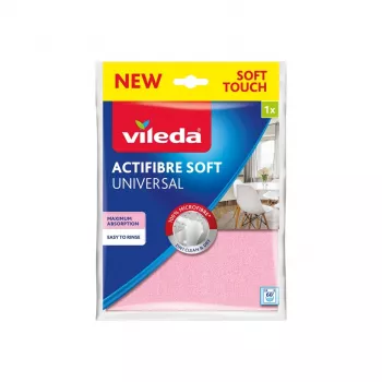 Valymo šluostė VILEDA Actifibre Soft 171805 — mikropluoštas, 100% mikropluošto, labai sugerianti, plaunama iki 60°C, 1 vnt.
