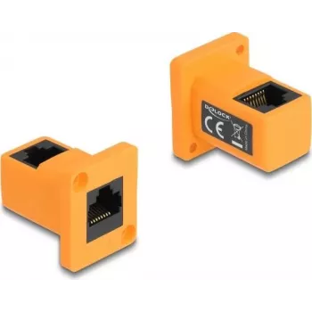 DeLOCK D tipo modulis RJ45 lizdas-lizdas 90° kampu oranžinis