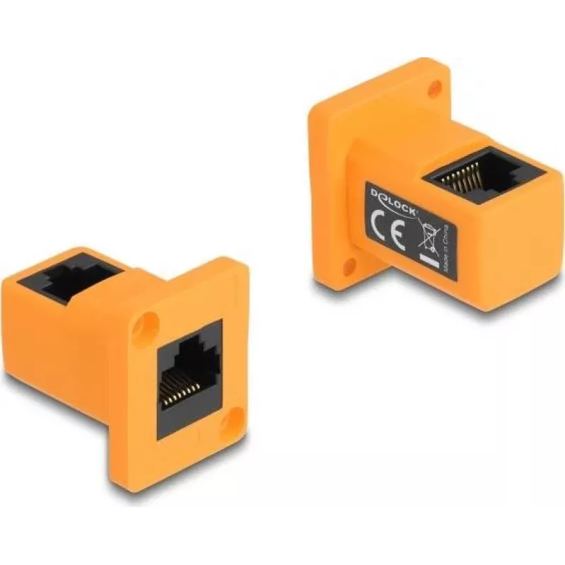DeLOCK D tipo modulis RJ45 lizdas-lizdas 90° kampu oranžinis