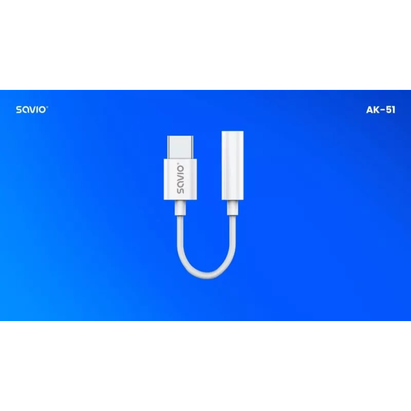 USB Type 3.1 C (M) – Jack 3.5mm (F) garso adapteris baltas SAVIO AK-51