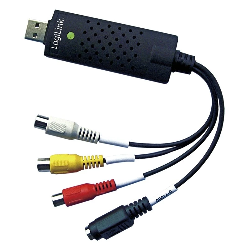 „LogiLink“ USB 2.0 A/V vaizdo griebtuvas. USB A/M į 3xCinch + MiniDIN5/F. Juoda