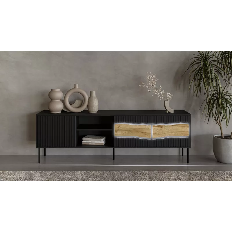 TV spintelė cama meble INSERTO 3D1W 190x40x62 cm juoda su LED