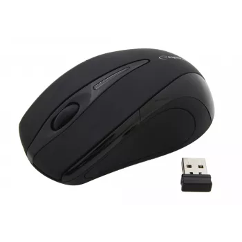 Laidinis? Ne — Belaidė radijo dažnio pelė ESPERANZA EM101K, abiem rankoms tinkama, 1000 DPI, 2,4 GHz nano USB imtuvas, juoda