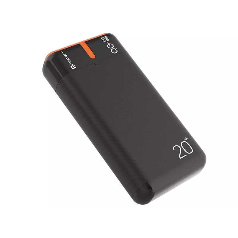 Nešiojamas įkroviklis TRACER EnerGen 20000 mAh, Power Delivery 20W, USB-C įvestis, 2×USB-A išvestys, 3 įrenginių palaikymas, oranžinis