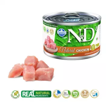 Šlapias kačių maistas Farmina N&D Natural Vištiena 140 g maišelis, suaugusios katės, baltymai 18%, riebalai 1,5%, drėgmė 77,5%