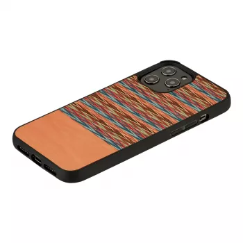 Apsauginis dėklas man and wood, skirtas iPhone 12 Pro Max — rudas langelis su juodais akcentais