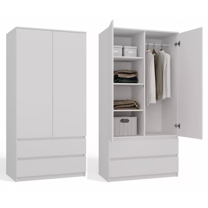 Wardrobe Top E Shop SZAFA MALWA B 5 lentynos 2 varstomos durys balta 900×500×1800 mm