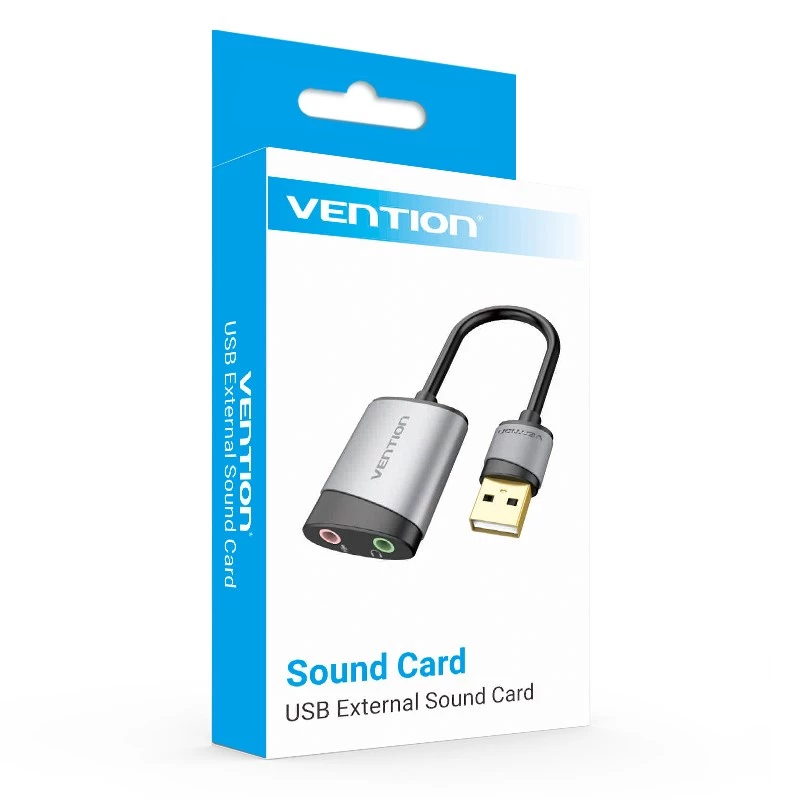 Vention USB išorinė garso plokštė 0,15 m pilka metalinė