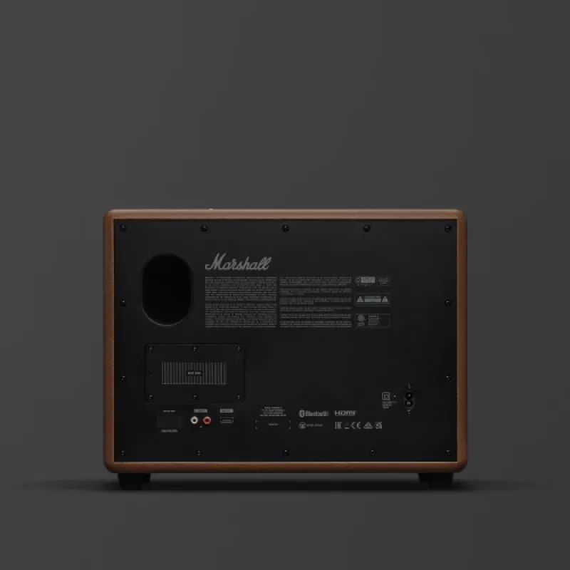 Belaidis garsiakalbis MARSHALL Woburn III Brown — kelių kambarių, Bluetooth, Wi‑Fi, analoginiai įėjimai
