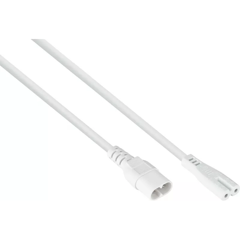 kabelmeister Euro-Extension Plug C8 (tiesus) į Socket C7 / Euro 8 (tiesus), balta, 0,75mm², 0,1m (SK0870-W001)