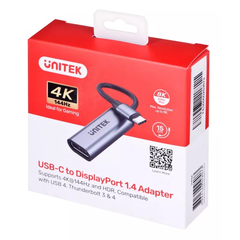 Unitek adapteris USB-C, DisplayPort 1.4, 8K@60HZ, V1415A