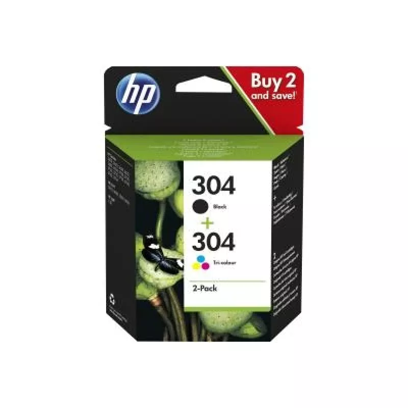 HP 304 2 rinkinys juoda/trispalvė originali rašalo kasetė