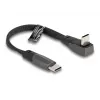 DeLOCK USB 2.0 plokščias juostinis laidas USB Type-C kištukas į USB Type-C kištuką, kampinis, PD 3.0, 60 W, 14 cm, juodas