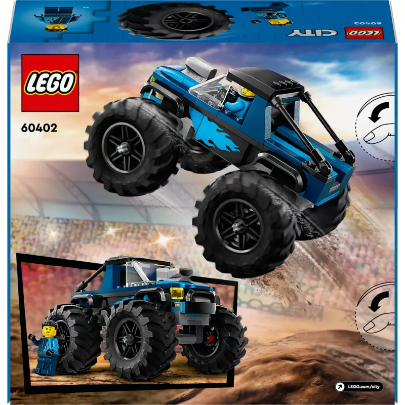 Konstruktorius LEGO City 60402 Mėlynas monstriškasis sunkvežimis su didelėmis padangomis, 148 dalys, 1 minifigūrėlė, amžius 5+