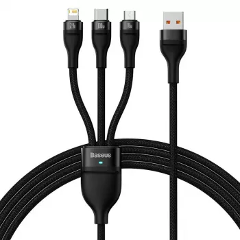 USB laidas Baseus SUP0003351 1,2 m USB A USB C/Micro USB-A/Lightning juodas