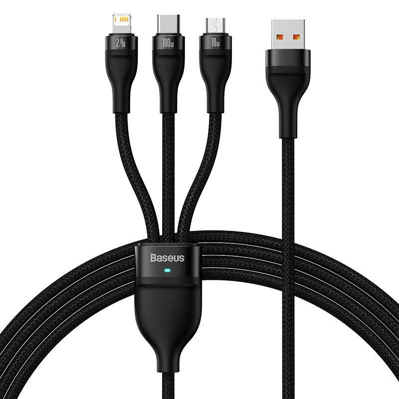 USB laidas Baseus SUP0003351 1,2 m USB A USB C/Micro USB-A/Lightning juodas