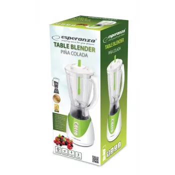 Stalinis plaktuvas ESPERANZA EKM023G Piña Colada Green, 350 W, 1,5 l ąsotis, 3 programos, nerūdijančio plieno peiliai