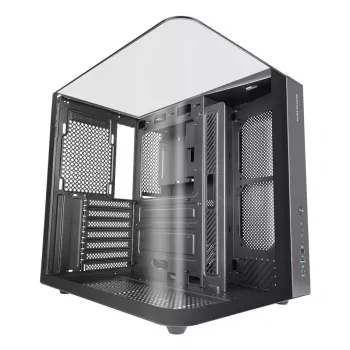PC Midi Tower korpusas TACENS Mars Gaming MC-INFINIOLITE, juodas, grūdintas stiklas, palaiko ATX/Micro-ATX/Mini-ITX, 120 mm ventiliatoriai